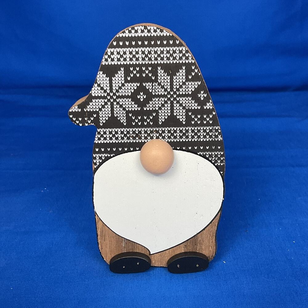 Nordic Sweater Gnome Wood Cutout Sign Holiday Tiered Tray Shelf Sitter Plaque